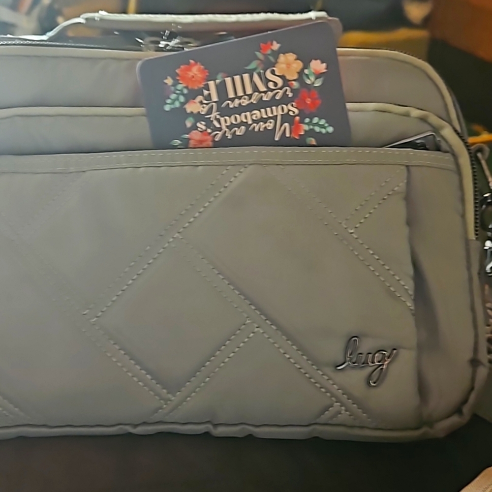 LUG Scoop SE Sage Green Crossbody Bag with Removable Strap and Top Handle